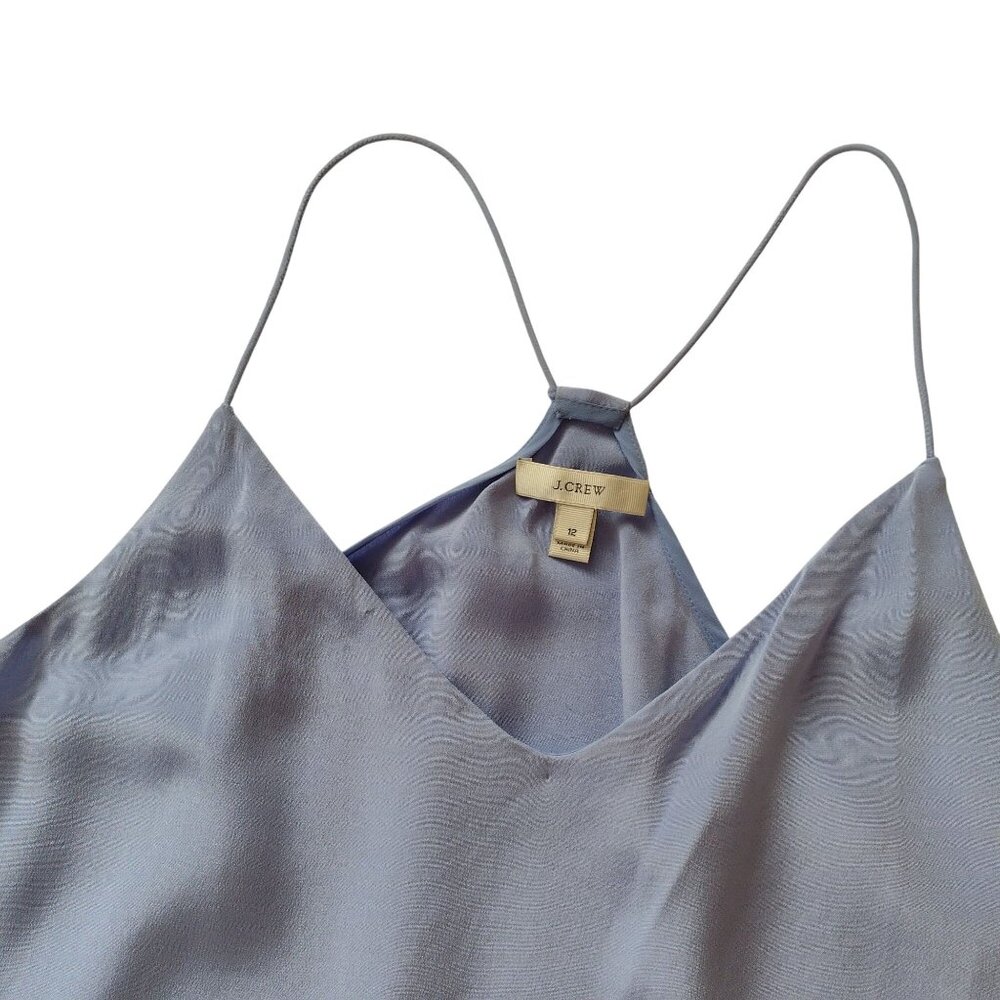 J Crew Womens Silk Tank Top 12 Sky Blue Racerback Relaxed Fit Cami - Picture 3 of 8